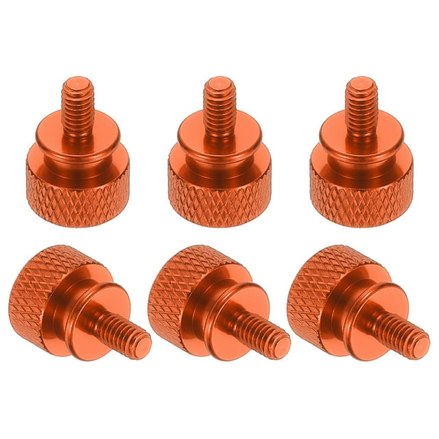6 Pcs M4*0.7 Knurled Thumb Screw Computer Case Threaded Hand Tighten Screws for PC Case, Orange