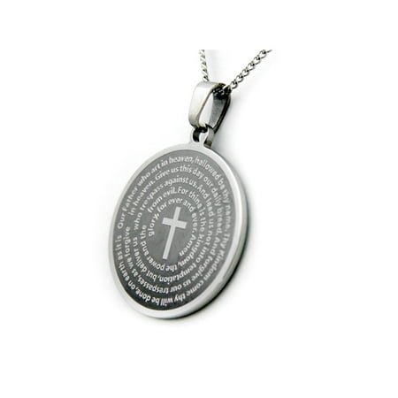 - Lord's Prayer Cross Pendant Stainless Steel Necklace