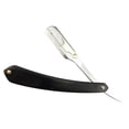 thumbnail image 3 of Maquinilla de afeitar de acero recta y elegante con mango de madera negro para hombre, plegable, de estilo vintage, de metal, para peluquero, 3 of 7