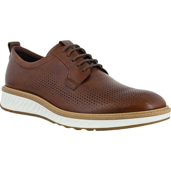 Men's ECCO ST.1 Hybrid Perforated Oxford Cognac Perforated Full Grain Leather 47 M