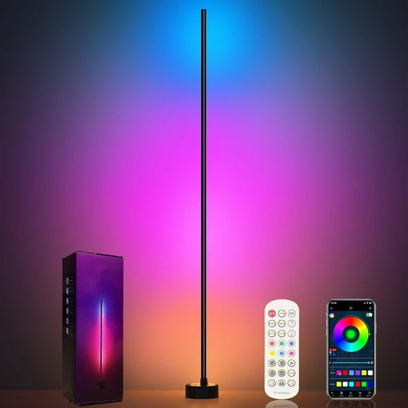 Corner Floor Lamp Smart RGB LED Corner Lamp with App and Remote Control Million Colors & + Scene Music Sync Timer Setting Ideal for Living Rooms Bedrooms and Gaming Room