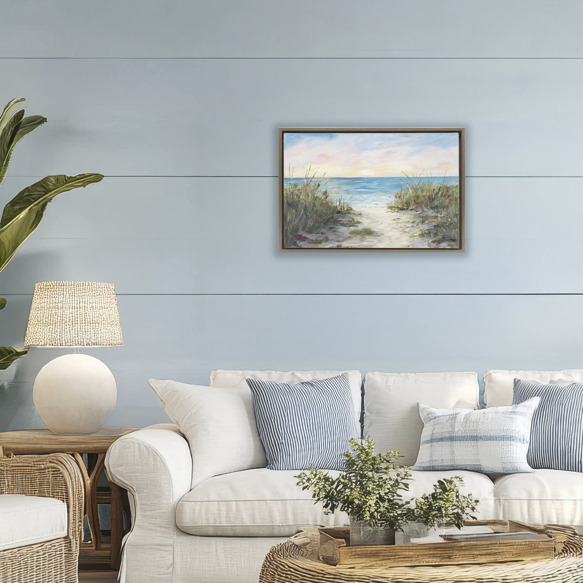 Stupell Industries Walk To The Beach Brown Framed Floater Canvas Wall Art, design by Julie DeRice