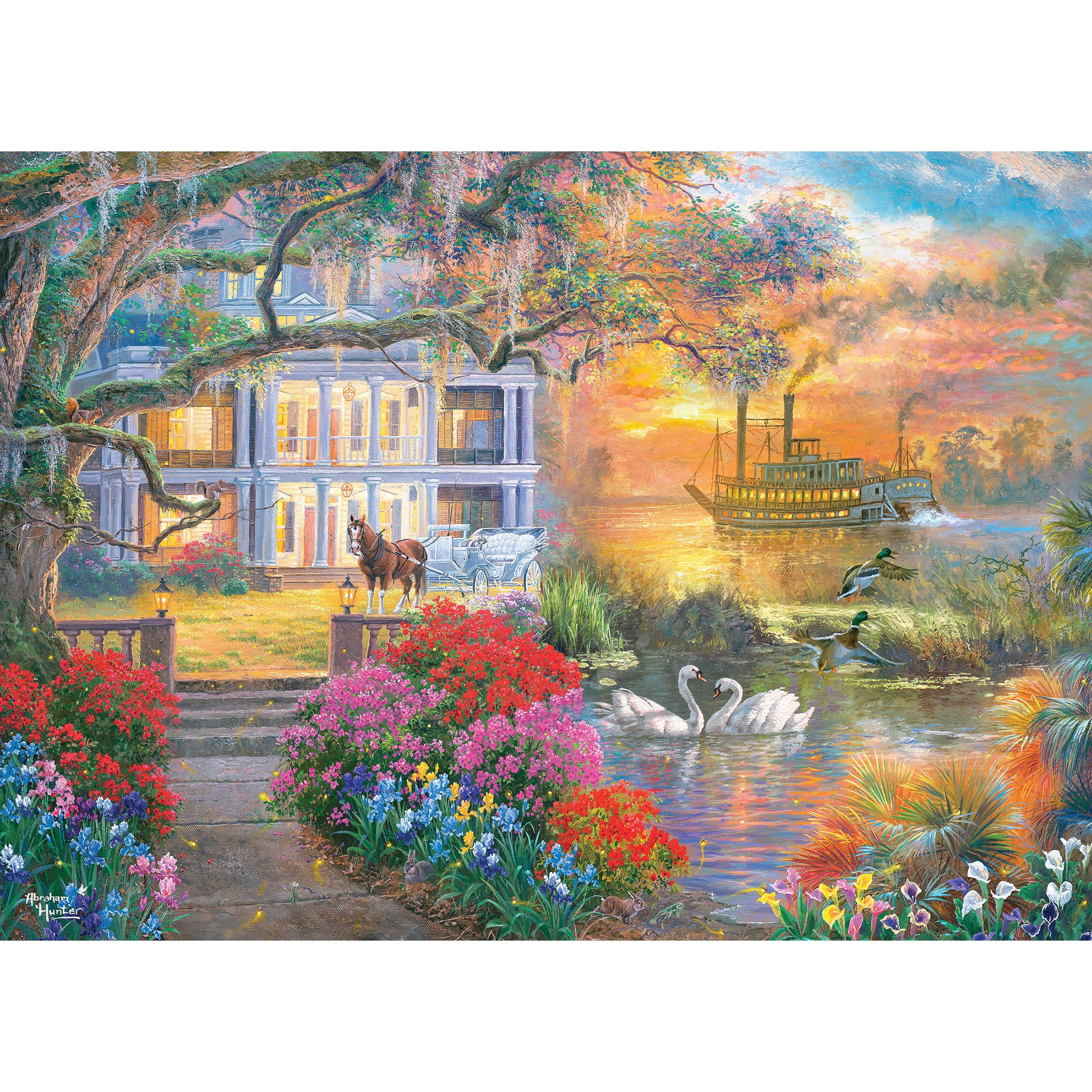 RoseArt - Abraham Hunter 1000-Piece - Steamboat Evening- Adult Interlocking Puzzle