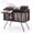 back, variant on PYY Turn-Top Vinyl Record Player Stand & Storage Cabinet - Holds Up to 150 Records, Steel Frame Media Console with Adjustable Feet for Living Room, Tiger-Striped Brown - Color: Tiger-Striped