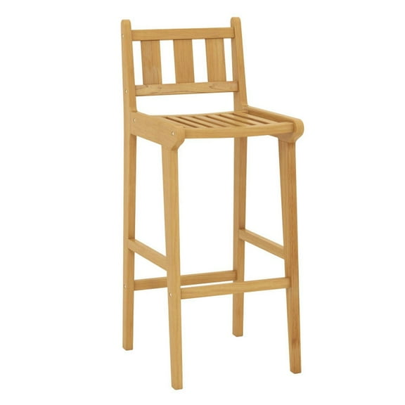 GVN Counter Bar Stools, Barstools,30 Inch Teak Wood Bar Chair with Footrest and Backrest for Deck Poolside Garden