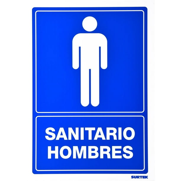 Letrero Sanitario Hombres Proteccion Civil 1 Pz 25x36 Surtek SES13