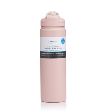 Mainstays 24 fl oz Pearl Blush Solid Print Insulated Stainless Steel Water Bottle with Flip-Top Lid