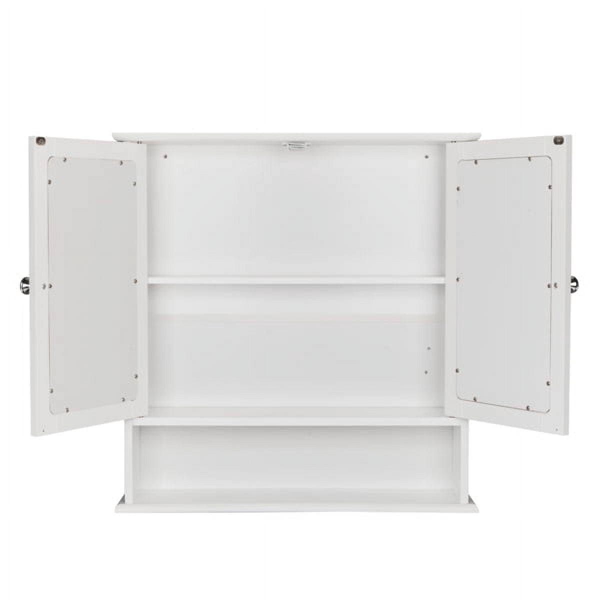 White Bathroom Wall Cabinet Wall-Mounted with Double Mirror Doors