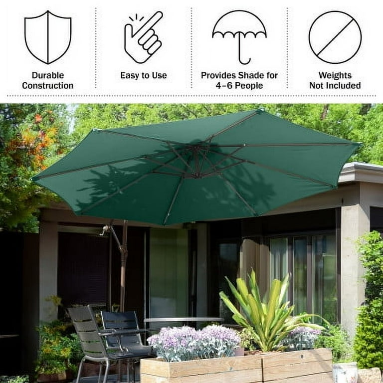 gravitti 10' offset patio umbrella Best Choice Products 10ft 360° Rotating Cantilever Hanging Enjoy 79 square feet of shade which means more room between you Grand patio 10X10 FT Sunbrella