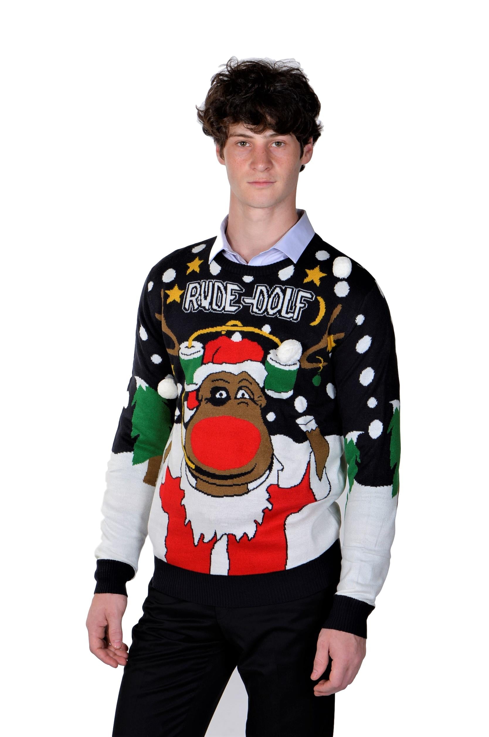 New Mens Rudolph Rude Dolf Christmas Jumper Sizes S M L XL Men's Clothing  Jumpers, Cardigans & Sweatshirts umoonproductions.com