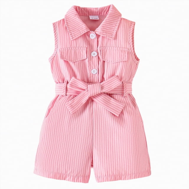 Ymyiu Baby Jumpsuit Girls Rompers Straghetti Strap Short Jumpsuits Cute Summer Outfits 3T 4T(Pink, 3-4 Years)