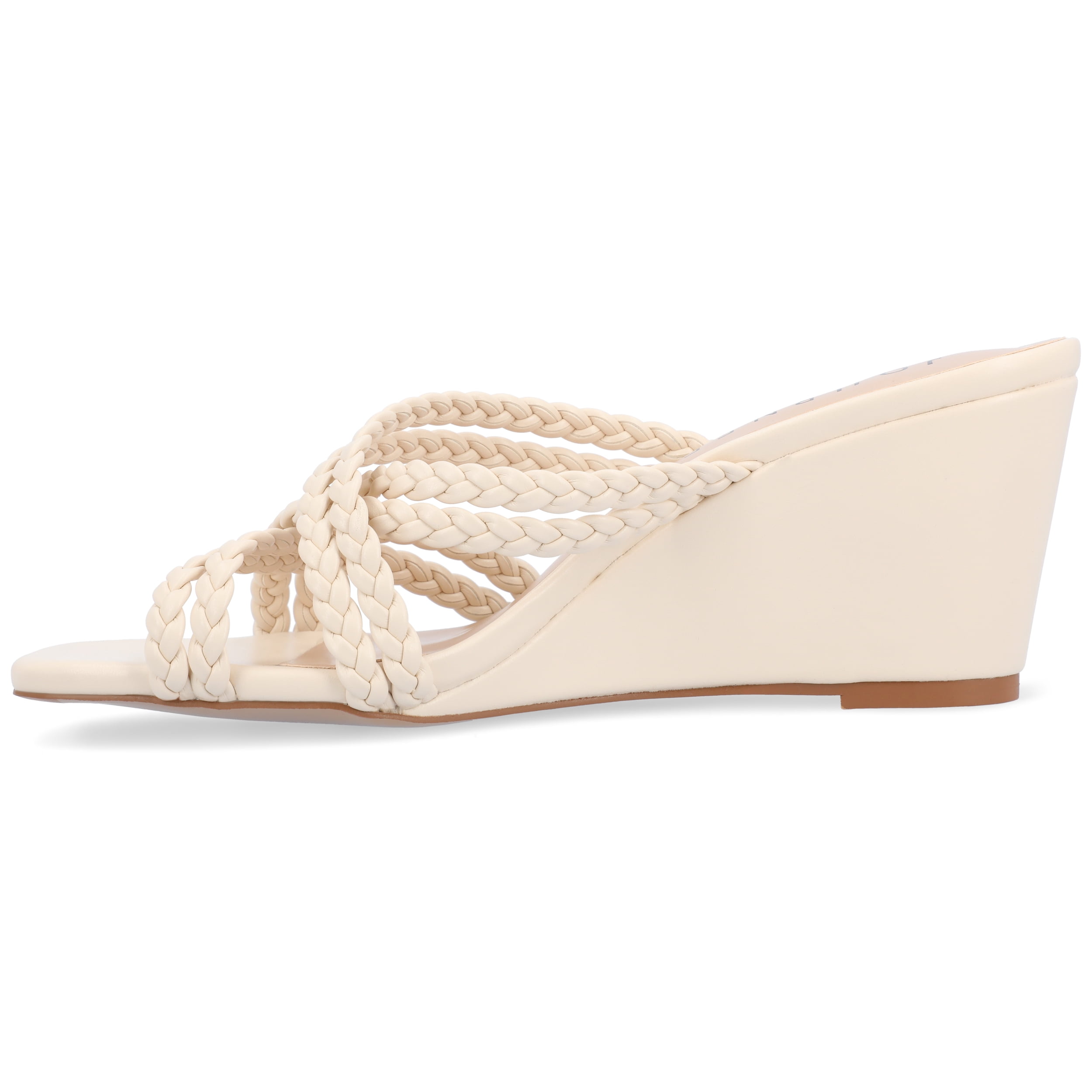 Journee Womens Baylen Braided Strap Slip On Wedge Sandals