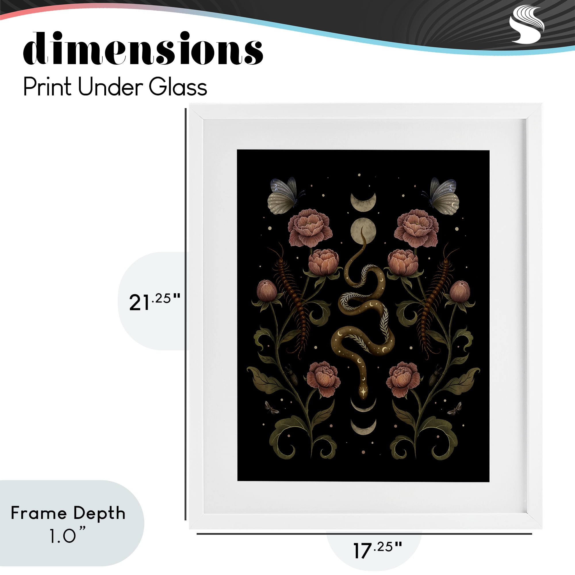 Stupell Industries Serpentine Garden Symmetry White Framed Print Under Glass, design by Episodic Drawings
