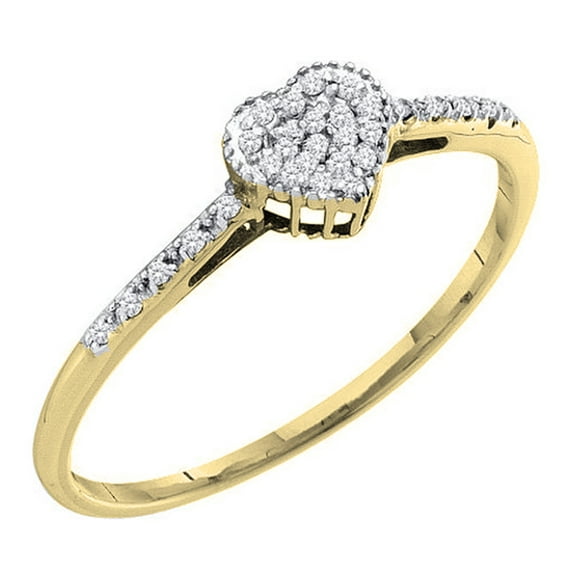 Dazzlingrock Collection 0.20 Carat (ctw) 10K Round Diamond Heart Fashion Bridal Promise Ring 1/5 CT, Yellow Gold, Size 4.5