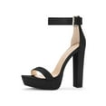 thumbnail image 1 of BLISSFUL STEP Women's Shoes Faux Suede Ankle Strap Open Toe High Chunky Heel Platform Sandals Black 6, 1 of 8