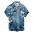 thumbnail image 2 of Pitauce Mens Button Down Hawaiian Shirt Tropical Print Beach Shirts Short Sleeve Lapel Tops Casual Loose Vacation Shirt, S-3XL, 2 of 5