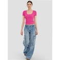 thumbnail image 6 of Womens Basic Scoop Neck Short Sleeve T Shirt Slim Fit Tee Summer Going Out Crop Tops Tight Sexy Shirts, 6 of 6