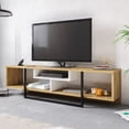 thumbnail image 2 of Asal 59" Modern Metal Frame Wood TV Stand for 65 inch TV Oud Oak & White, 2 of 4