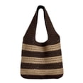thumbnail image 3 of Bolso Mano Tejido A Rayas para Mujer Calado Color Contrastante Verano (), 3 of 7