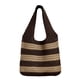 thumbnail image 1 of Bolso tejido a rayas para mujer, bolso calado de Color en contraste, bolso de verano marrón, 1 of 9