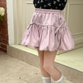 thumbnail image 6 of Wuxian Girls Dresses Toddler Bubble Skirt With 3D Bow Hem Design Ruffle Hem Mini Puffy Balloon Skirts Fairy Cute Streetwear Summer Skirt, Pink, 9-10 Years, 6 of 8