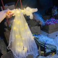 thumbnail image 1 of Velo de despedida de soltera, corona de flores y plumas con luz LED brillante, regalo para novia, decoración para fiesta de boda y compromiso, 1 of 4