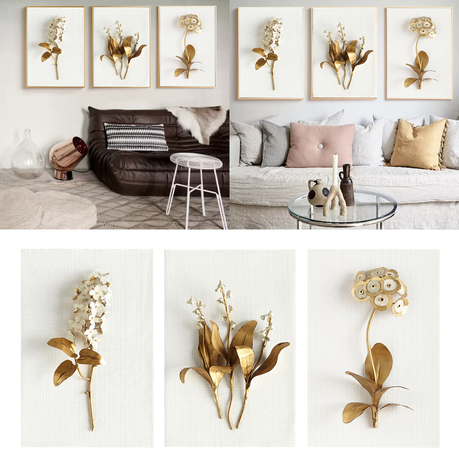 3Pcs/Set Flower Canvas Painting Wall Pictures Wall for Living Room Home Art Decor NO Frame, by SYWAN