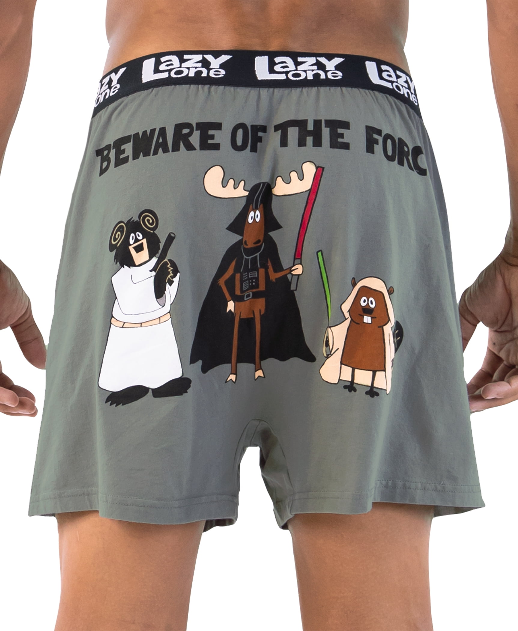 LazyOne Funny Animal Boxers, Humorous Underwear, Gag Gifts for Men, Beware  of the Force 