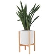 thumbnail image 1 of Soporte para plantas de interior de madera moderno, soporte esquinero para flores para sala de estar y balcón., 1 of 5