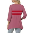 thumbnail image 4 of Women's 3/4 Sleeve T-Shirts Print Pattern V Neck Workout Tops Casual Pullover Tunic Tops Blouse Loose Fit (M, Navy), 4 of 5