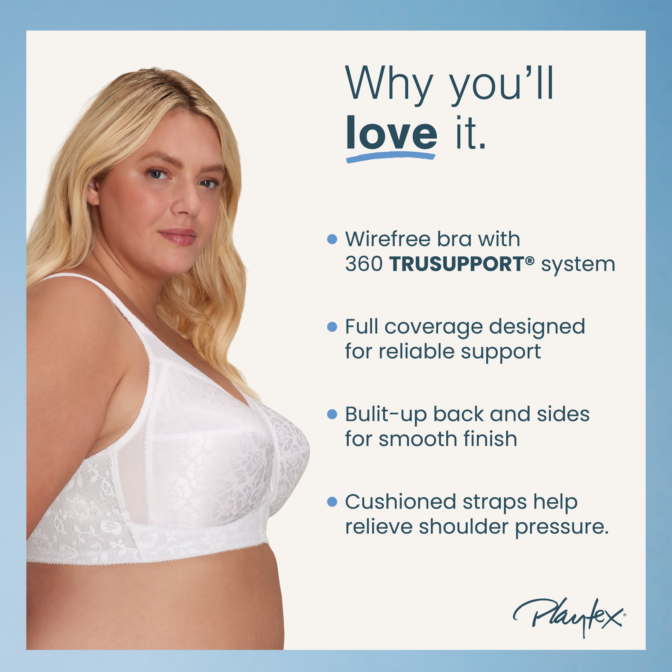 Playtex Women's 18 Hour Ultimate Shoulder Comfort Full Coverage Wireless Bra