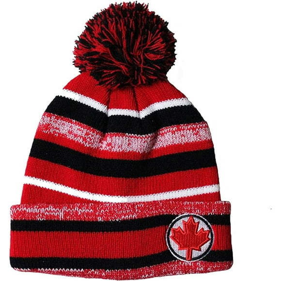 CANADA STRIPED MAPLE LEAF ADULT TOQUE HAT CAP FITS ADULTS SMALL TO LARGE TQ 22