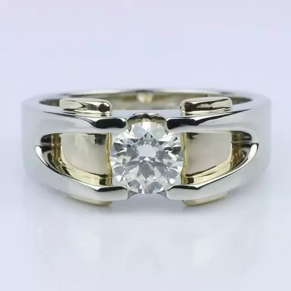 Men's Wedding Solitaire Ring 2 Ct Round Cut Moissanite Real 925 Sterling Silver