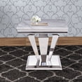 thumbnail image 6 of Benjara End Table with Faux Marble Top and Metal Base, White and Silver, 6 of 6