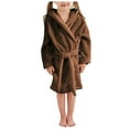 thumbnail image 3 of NIEWTR Toddler Girls Boys Sleepwear Kids Baby Cartoon Bathrobes Hooded Warm Flannel Night Robe Pajamas Cute Child Home Wear for 2-12 Years(A04-Brown,4-5 Years), 3 of 8