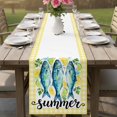 thumbnail image 4 of Summer Farmhouse Table Runner 70 Inches, Blue Fish Lemon Mint Leaves Yellow Plaid Bed Runner Dresser Scarves Tabletop for Indoor Outdoor Parties/Ceremony/Banquet, 13" x 70", 4 of 9