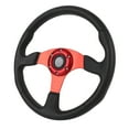 thumbnail image 1 of 14in Racing Steering Wheel PU Leather & Aluminum Frame Compatible with 6 Bolt Hub Adapter, 1 of 7
