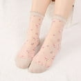 thumbnail image 3 of PMVFHDE Women's Spring Summer Leisure Transparent Solid Color Floral Stockings Soft Short Long White Socks, 3 of 3