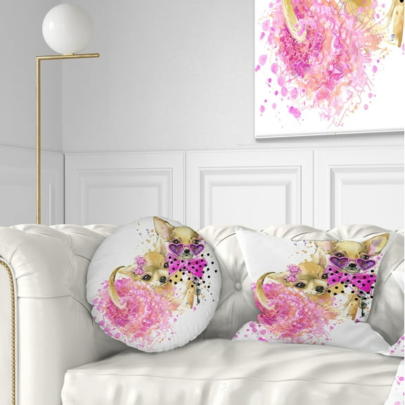 Designart Lovely Sweet Dog Watercolor - Abstract Throw Pillow - 12x20