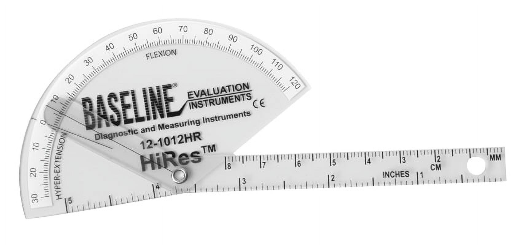 Baseline 360 degree clear plastic goniometer joint angle and range