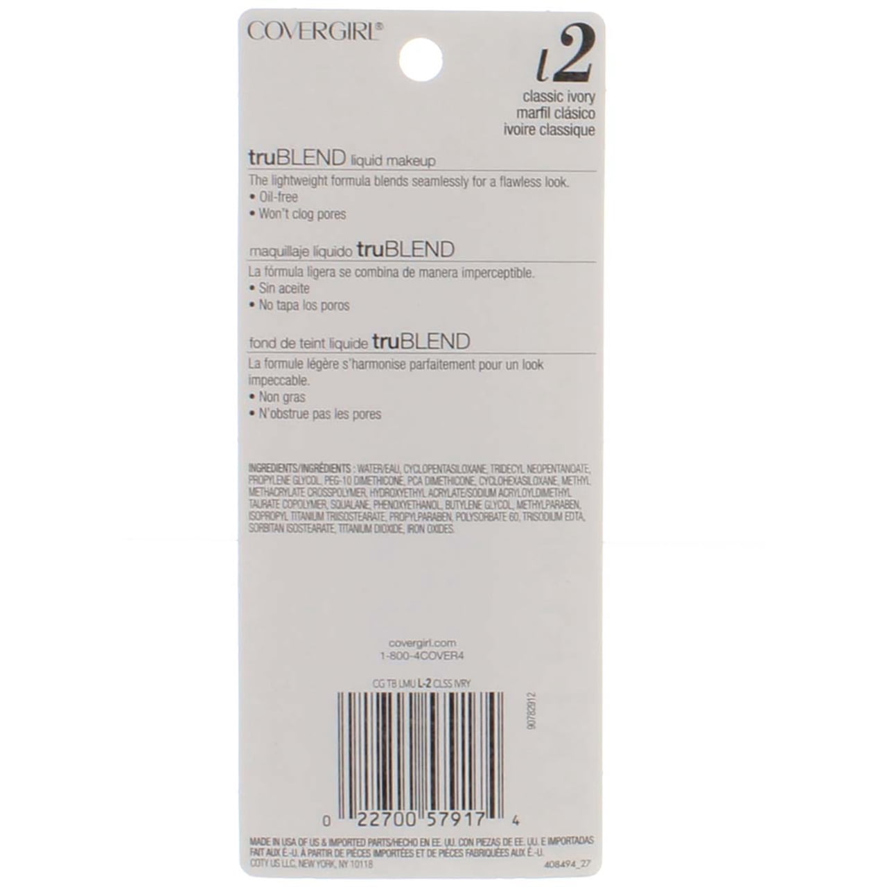 CoverGirl TruBlend Liquid Makeup Classic Ivory 1 oz (Pack of 2)