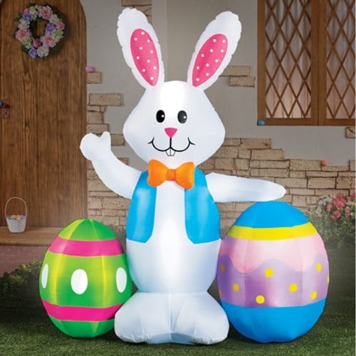 5 Ft Easter Bunny with Eggs Inflatable Yard Decoration
