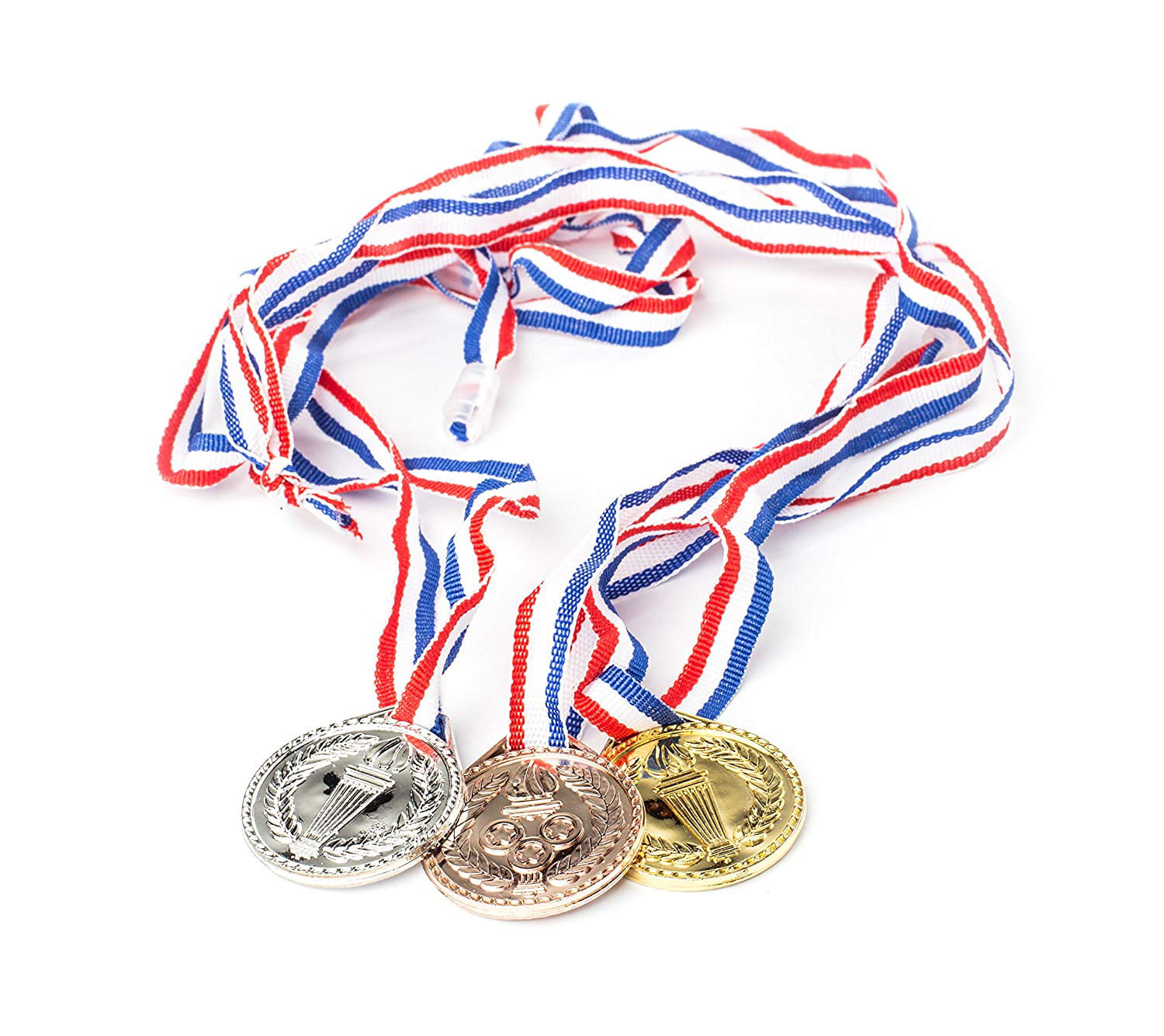 First Second Third Winner Keadic 12 Pieces Gold Silver Bronze Award Medals Olympic Style Metal Winner Medals with Neck Ribbon Bulk Great for Party Favor Decorations and Awards Ceremonies