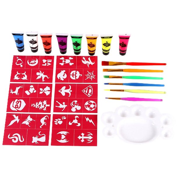 El kit de color de cara navideño en crema de pintura corporal soluble en agua incluye plantilla