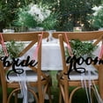 thumbnail image 3 of 1 Set Wedding Chair Signs European Style Rustic Wooden Hollow Out with Ribbon Decorative Gift Bride Groom Chair Back Hanging Signs Party Favors, 3 of 8