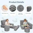 thumbnail image 4 of 14Pcs Kids Play Couch, Caveen Baby Playroom Furniture Convertible Foam and Floor Cushion for Toddler,Gray, 4 of 10