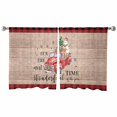 thumbnail image 2 of Red Plaid Christmas Sheer Curtains 54 Inches Long, Truck Snowman Red Plaid Xmas Tree Wooden Light Filtering Window Curtains for Living Room, Rod Pocket Voile Sheer Curtain Drapes, 52"Wx54"L, 2 Panels, 2 of 9