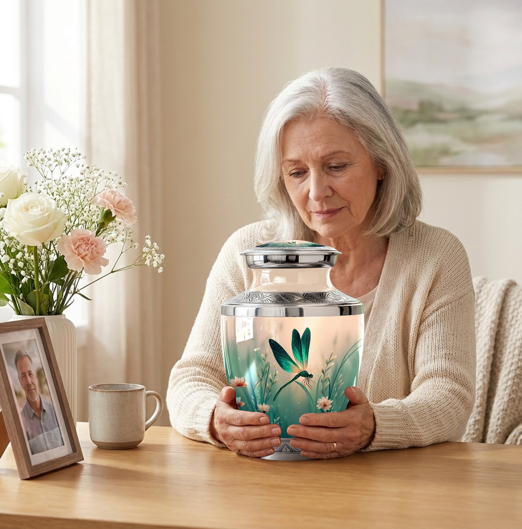 Dragonfly Urn for Ashes for Men - Large Funeral Urns for Adult Female - 10 Inch Decorative Urns for Women - Dragonfly Cremation Urn for Male Dad