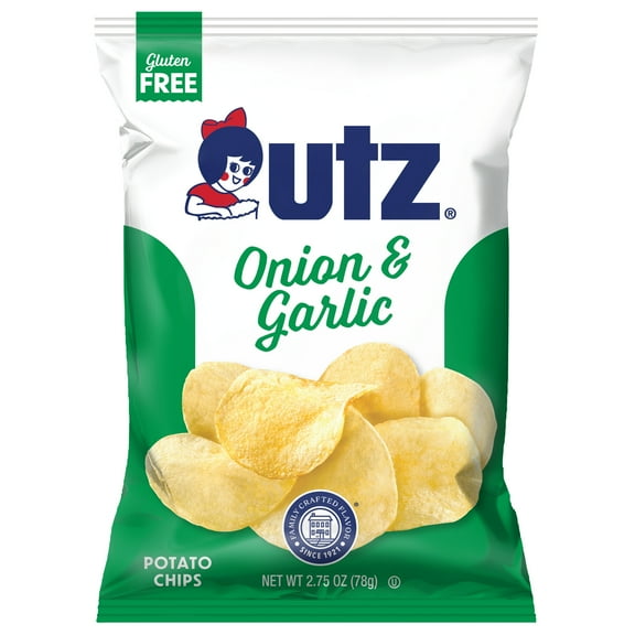 Utz Onion & Garlic Potato Chips, Gluten-Free, 2.75 oz Bag