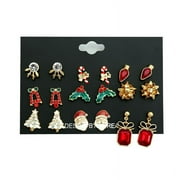 GISNEZE 9 Pair Bow Candy Santa Jingle Bell Chrismtas Earrings for Women Girl Cute Christmas Xmas Party Gifts